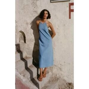 Zara Denim Halter Midi Dress